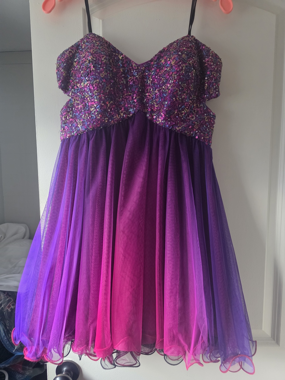 Junior Sparkle Purple-Pink Tulle Party Dress